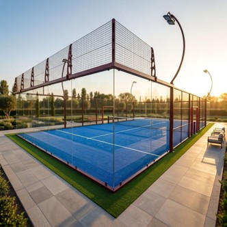 Outdoor padel court at sunset